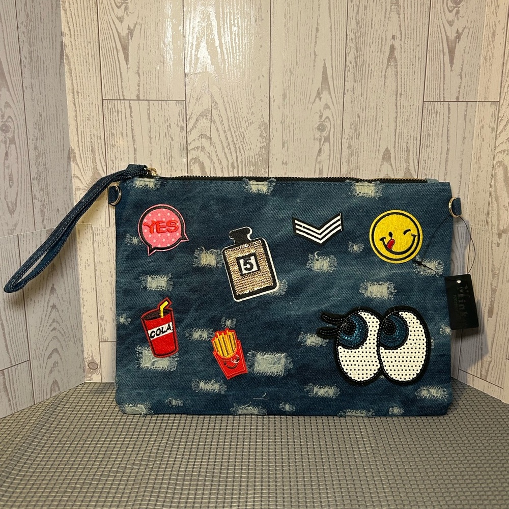 Denim Clutch with Crossbody Strap